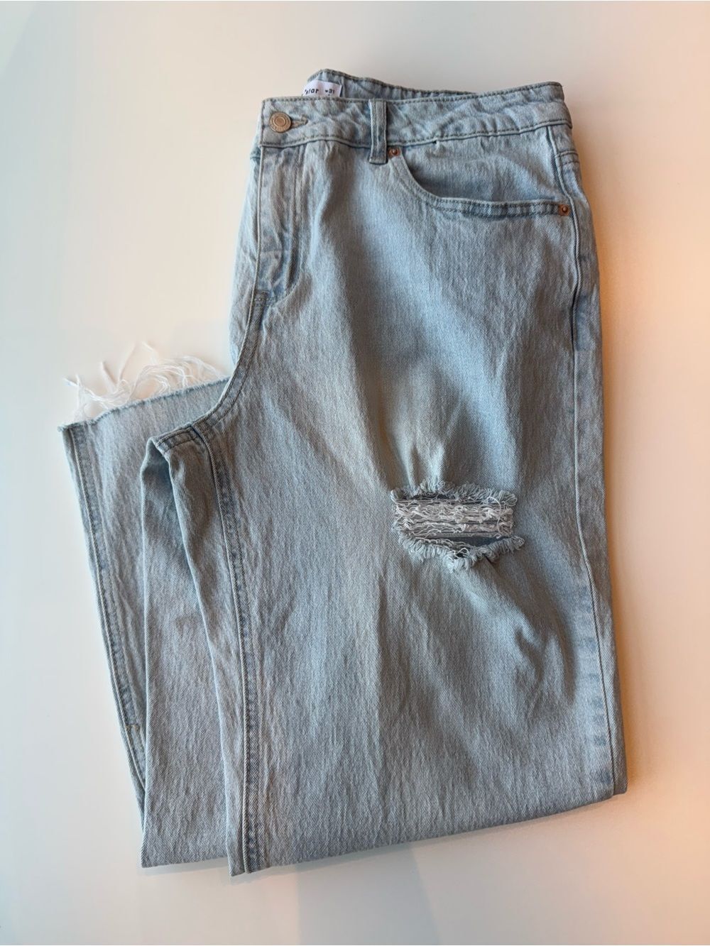 Vanilla Star Light Blue Straight Leg Distressed Jeans